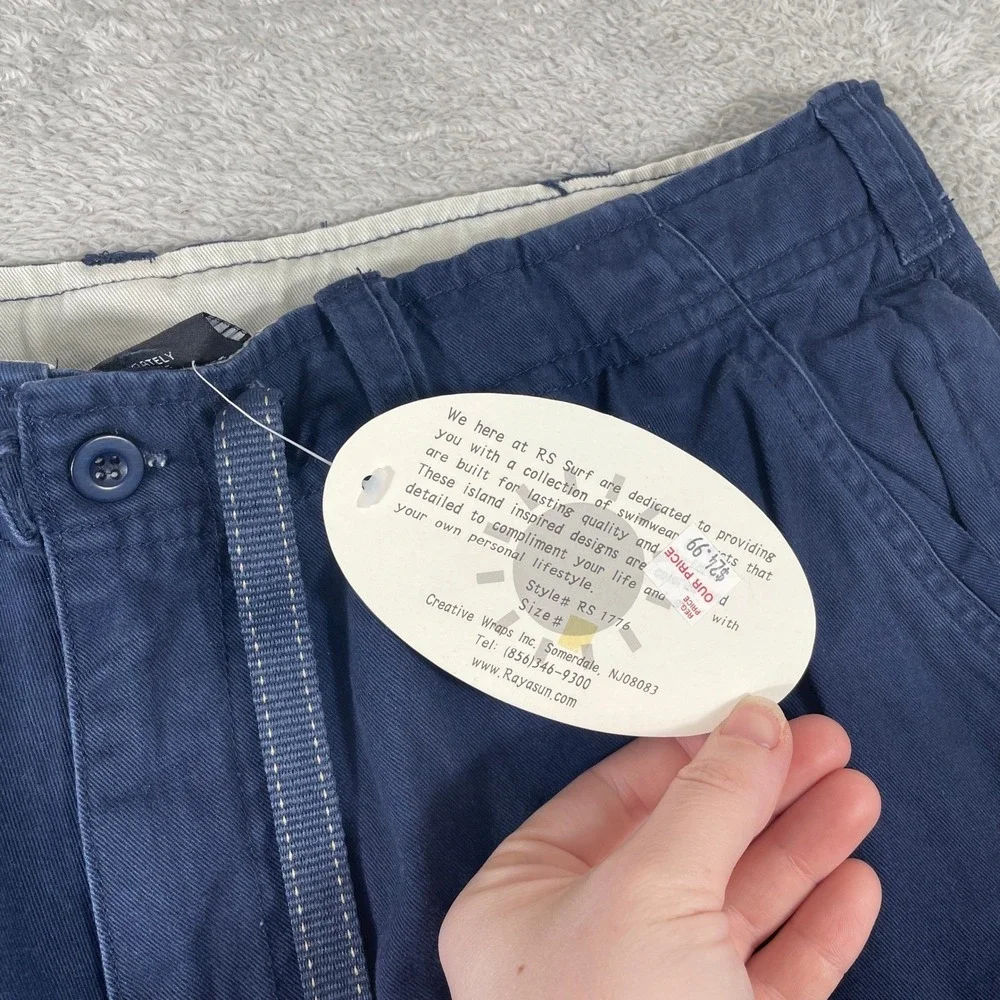 RS Surf Cargo Shorts Mens Large Navy Blue Baggy Skater Y2K Style